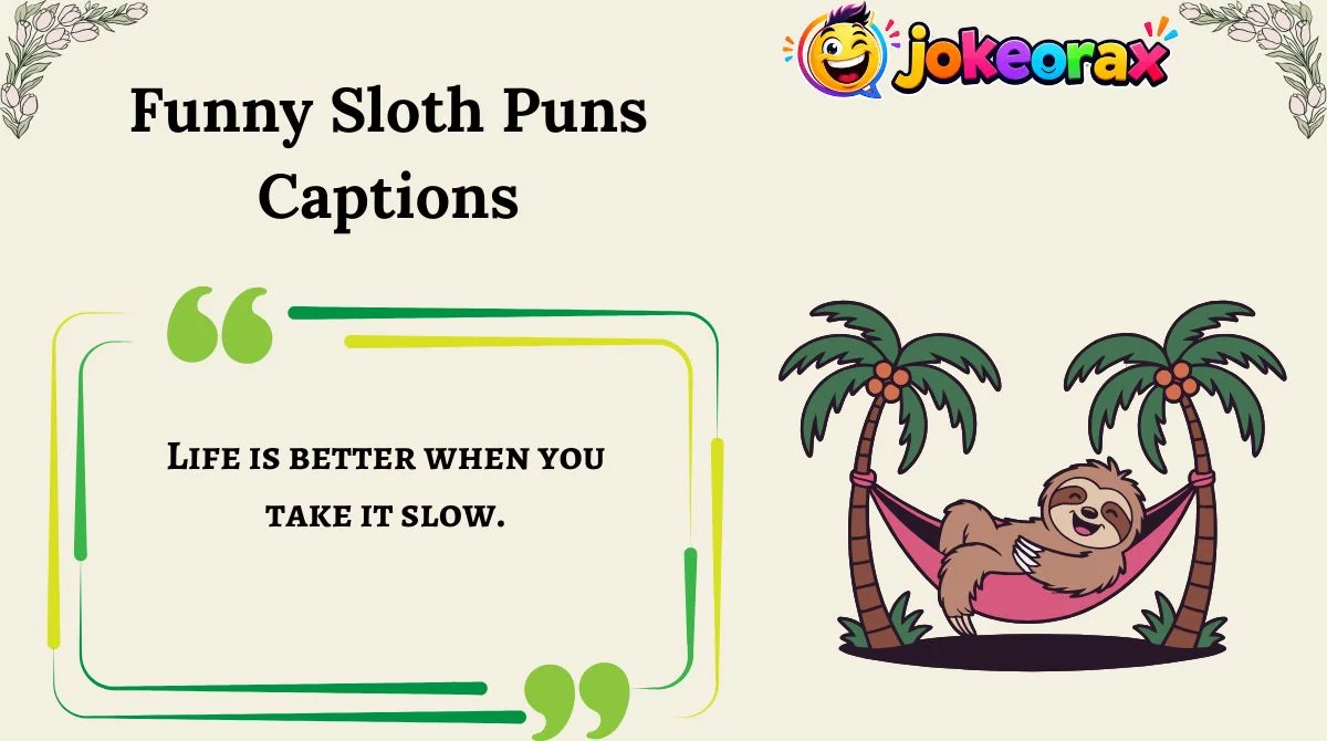 Funny Sloth Puns Captions